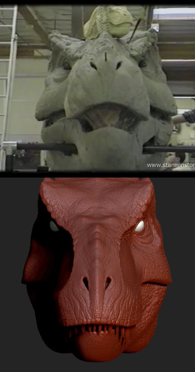 HatchingStudios's tweet photo. @Nanmu_studio
 Please take a second look at your model, use the actual animatronic for reference, we as the fans want something faithful to the animatronic and there's loads of room for improvement, neck, thorax, legs, tail, face, listen to the fans
#jurassicpark #jurassicworld https://t.co/EE0N3GbtU3