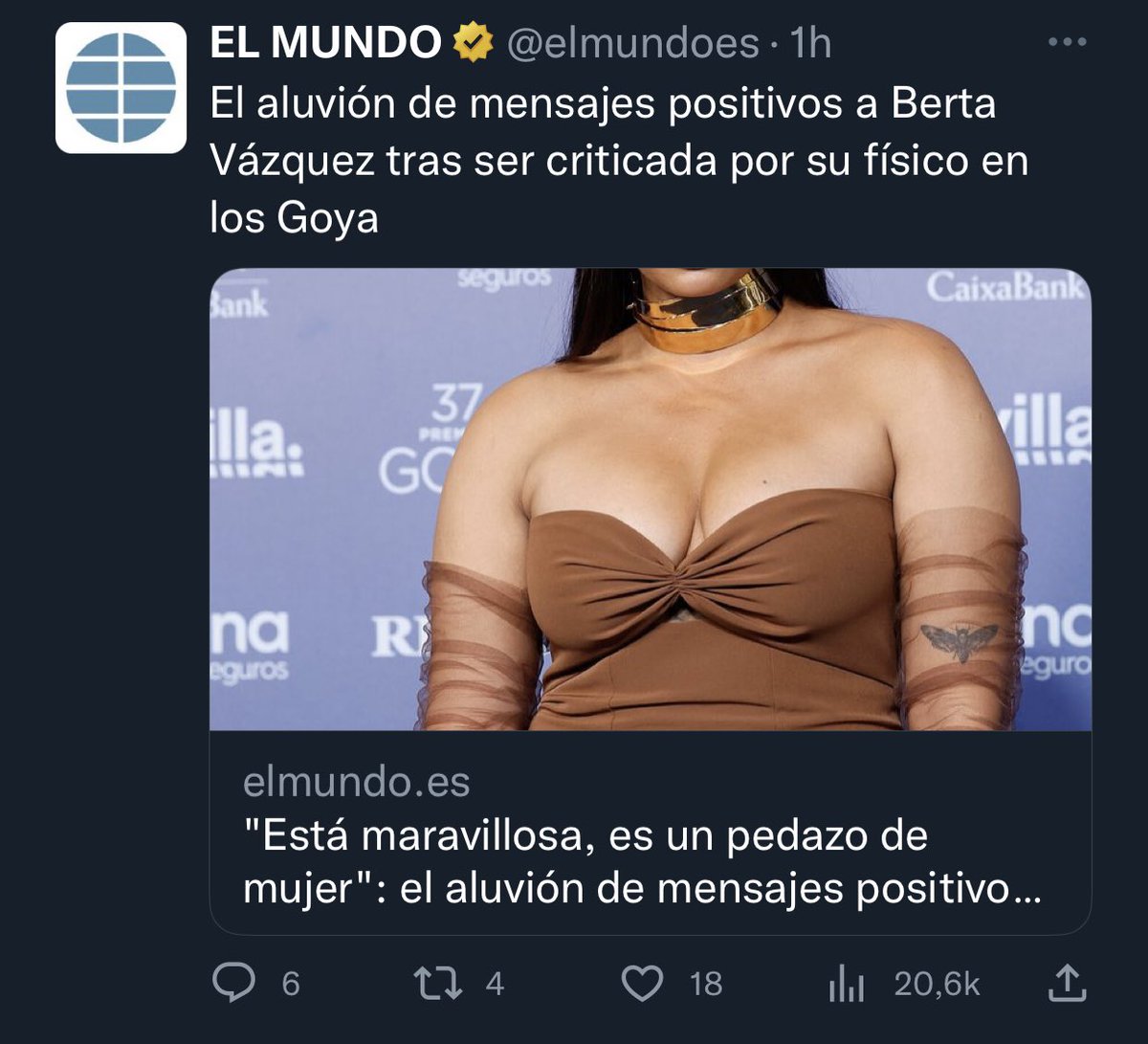 Es que a Berta Vázquez no hay que criticarla ni salir a defenderla. A Berta Vázquez hay que dejarla existir en paz. Y, si se habla de ella, que sea sobre su trabajo, no sobre los cambios de su cuerpo.