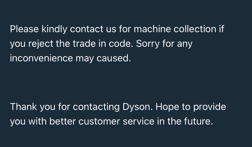 cherrygao's tweet photo. @Dyson Help centre just replied this after I asked for clarification on why parts can’t be ordered in order to repair something that’s 2 years old. 🤯 https://t.co/j8MumRcrZJ