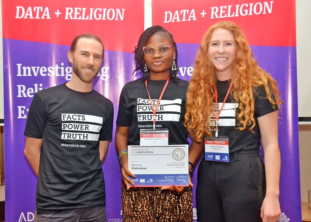 OladunjoyeBles1's tweet photo. Quite impactful and interesting, the training was fully loaded. Watch out for my in-depth story about the training session on Religious Freedom. Many thanks to @Code4Africa and @ICFJ for making this possible.

#ADDO 
#DataReligion 
#IntheNameoftheReligion https://t.co/8KIcbeVyVA
