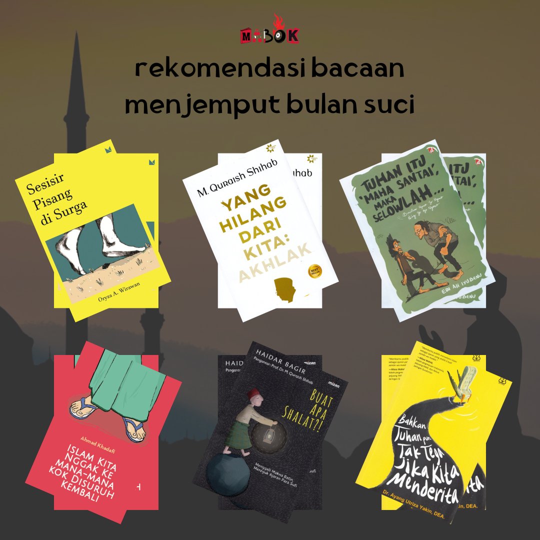 tilikbuku's tweet photo. Gak kerasa dah mau Ramadan aja...

Buat menyambut bulan suci, nih MinBok kasih rekomendasi bacaan yang asik-asik😍

Jangan lupa follow @mabok.co, like, comment and share yessahh😁

#mabokquotes #tokobukujogja #diskonbuku #onlinebookstore #mabokstore #readinpeace https://t.co/K4yhzcXh1s