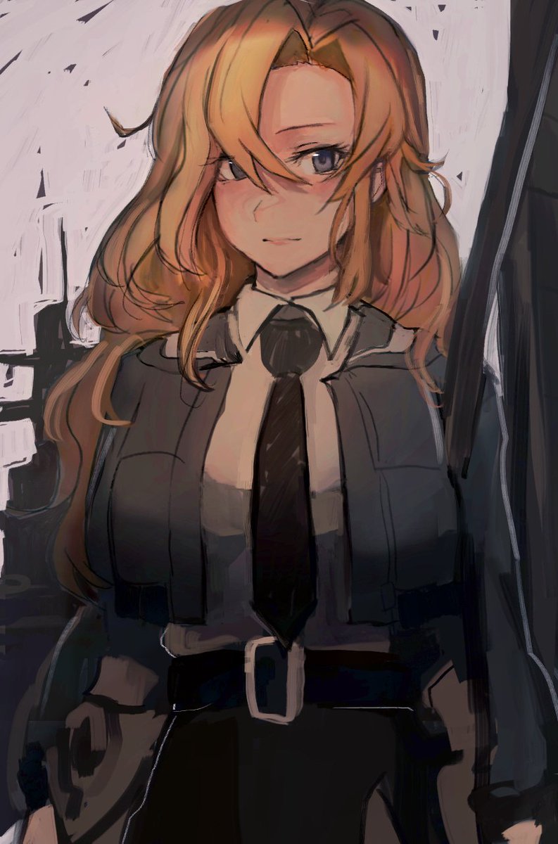 hornet (kancolle) 1girl solo long hair necktie blonde hair shirt black necktie  illustration images