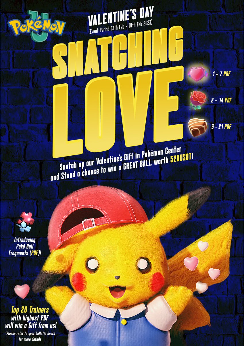 PokemonUGame's tweet photo. ♡
3 more hours!
Get ready for more things to snatch!
#p2e #play2earn #crypto #pokemonu #joinpokemonunow #usdt https://t.co/YqebAUfjKg