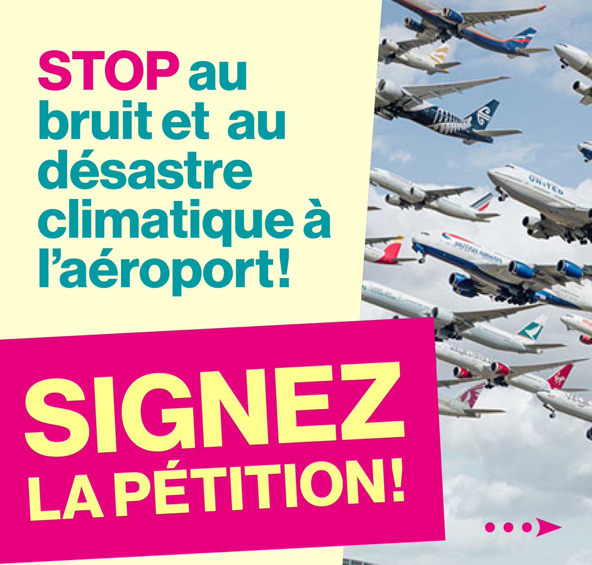 L’aéroport de Genève (Cointrin) ne doit pas bénéficier de passe-droits. Le bruit y est déjà intolérable et les objectifs climatiques doivent aussi s’appliquer là-bas! Pour soutenir cette demande, signez la pétition:

✍🏾 act.campax.org/petitions/brui…