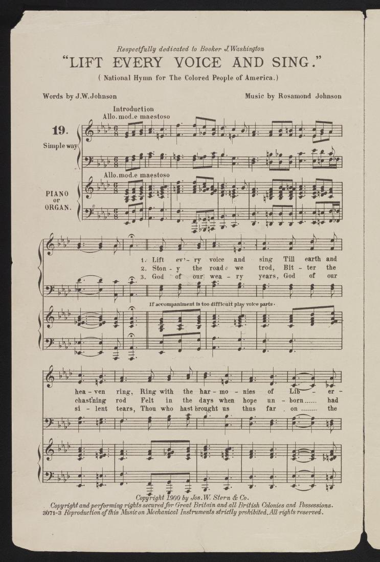 Today in Black History: February 12, 1900

"Lift Every Voice and Sing" written by James Weldon Johnson, was performed publicly for the first time by 500 children in Jacksonville, Fl. for a Lincoln birthday celebration, It will become known as the "Negro National Anthem".