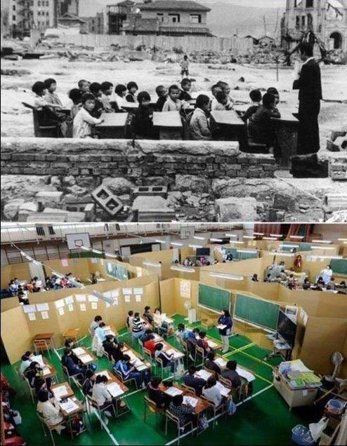 Hiroşima ve Tsunami sonrası Japonya.

Eğitimin ertelenmesi gelecek neslin körelmesidir. Eğitim uzaktan olamayacak kadar ciddi bir meseledir...