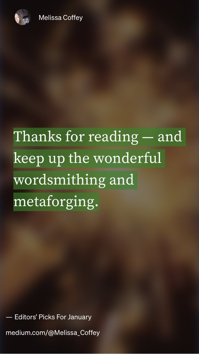 “Editors’ Picks For January” by Melissa Coffey
link.medium.com/F1xvWrdkmxb