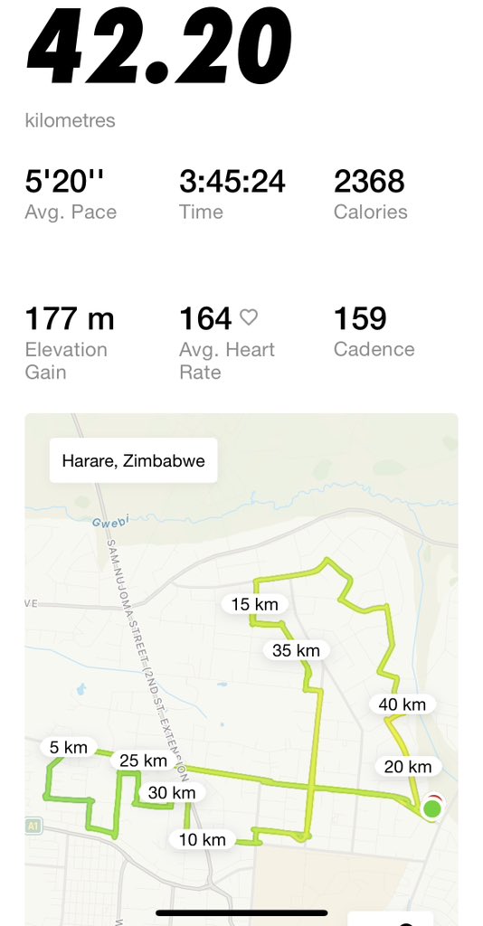 Celest_kun's tweet photo. Old Mutual Harare Marathon 2023 - Completed my first Full Marathon today. 42.2km requires a lot of mental strength. happy to have managed to make it to the finish. Here is to more marathons!!! #mhanya #mhanya56 #nikerunning #fullmarathon #run2gether #oldmutual https://t.co/2hG8Aha0Cl