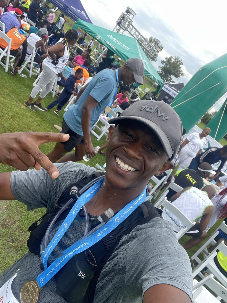 Celest_kun's tweet photo. Old Mutual Harare Marathon 2023 - Completed my first Full Marathon today. 42.2km requires a lot of mental strength. happy to have managed to make it to the finish. Here is to more marathons!!! #mhanya #mhanya56 #nikerunning #fullmarathon #run2gether #oldmutual https://t.co/2hG8Aha0Cl