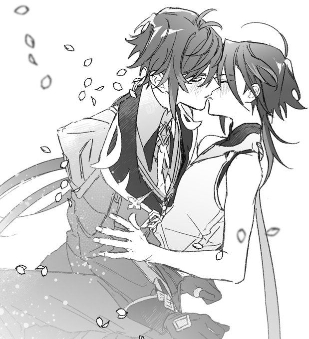 新刊その後ふたり(鍾魈)
無配に入れていました!
欄干に座らせて口付ける浪漫…… 