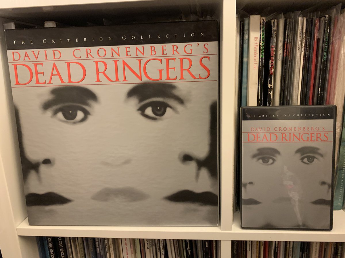 beppu_daisuke's tweet photo. One of my favorite Oscar moments—when Jeremy Irons won the 1990 Best Actor Oscar for Reversal of Fortune, in his acceptance speech he thanked David Cronenberg. (Pictured are releases of Dead Ringers from Criterion and Scream Factory.) https://t.co/XLn0xZIA48