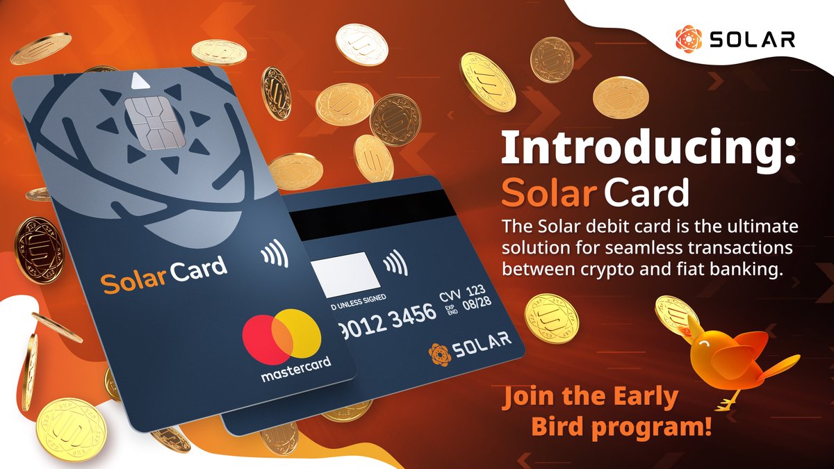 We are very excited to announce the imminent launch of the Solar debit card!

Click on the link below to learn more!
blog.solar.org/introducing-so…

#SXP #Crypterium #Choise #Dokdo