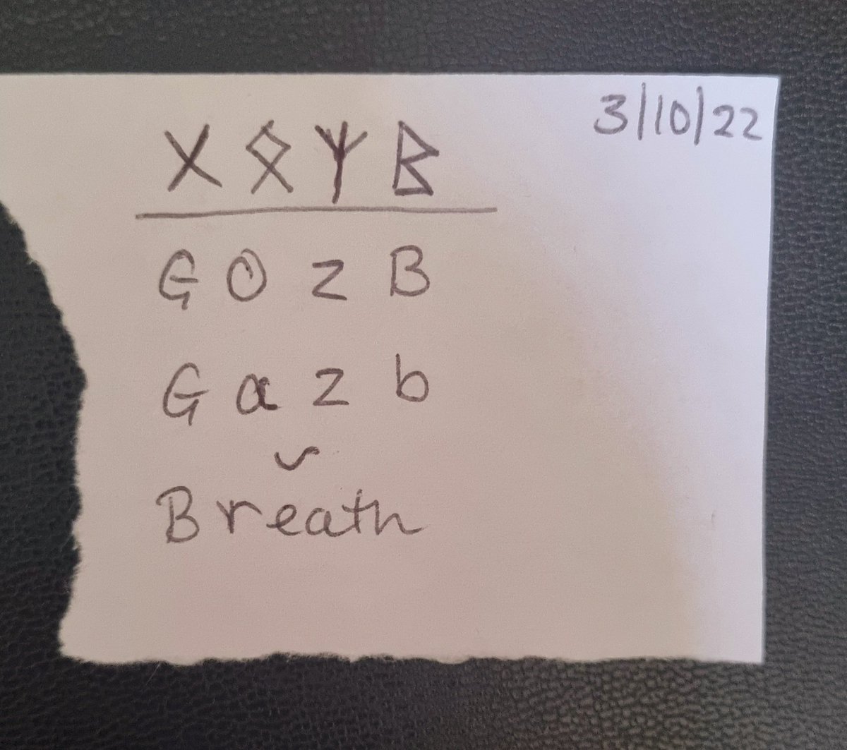 Karen_acts's tweet photo. Back in the autumn of 2022, I did my daily Rune casting for myself. Those I pulled using The Elder Futhark Runes, translate via Olde English as I've written them below. The message In short, remember to take a breath.🖤💫 #runewisdom #elderfuthark #oldeEnglish https://t.co/HcBsvhM1hz