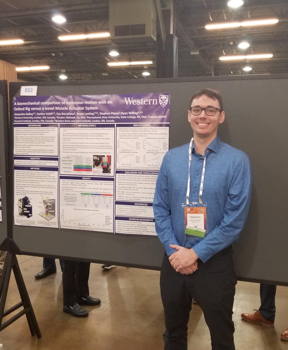 Poster 853 (poster session 1) 
Alexandre Galley - A Biomechanics comparison on f extension motion with an Oxford Rig versus a novel Muscle Actuator System #ORS2023