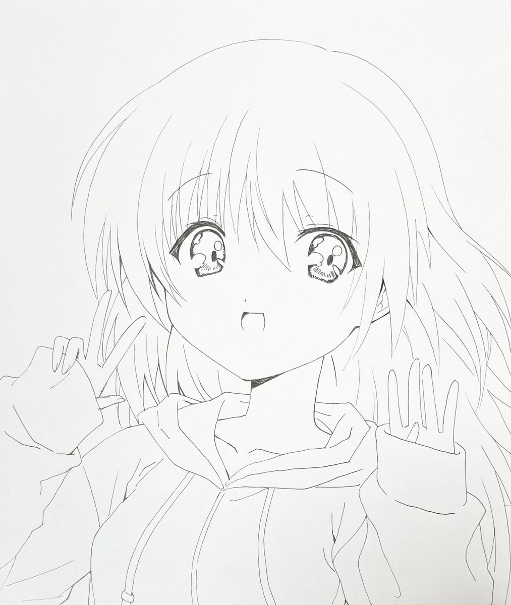 今日のアナログイラスト87日目はAngel Beats!の入江みゆきにパーカーを着せたくなりましたっていうイラストです。 