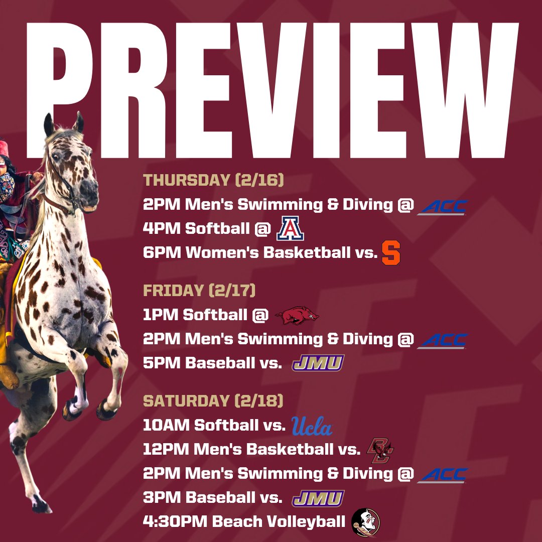 thenolezone's tweet image. 🗓️ Sunday Preview 👀  

Back and better than ever! 

Lots of Seminole action this week, so lets show out and support all of our amazing 'Noles 🔥 🍢  

#thenolezone #fsu #gonoles