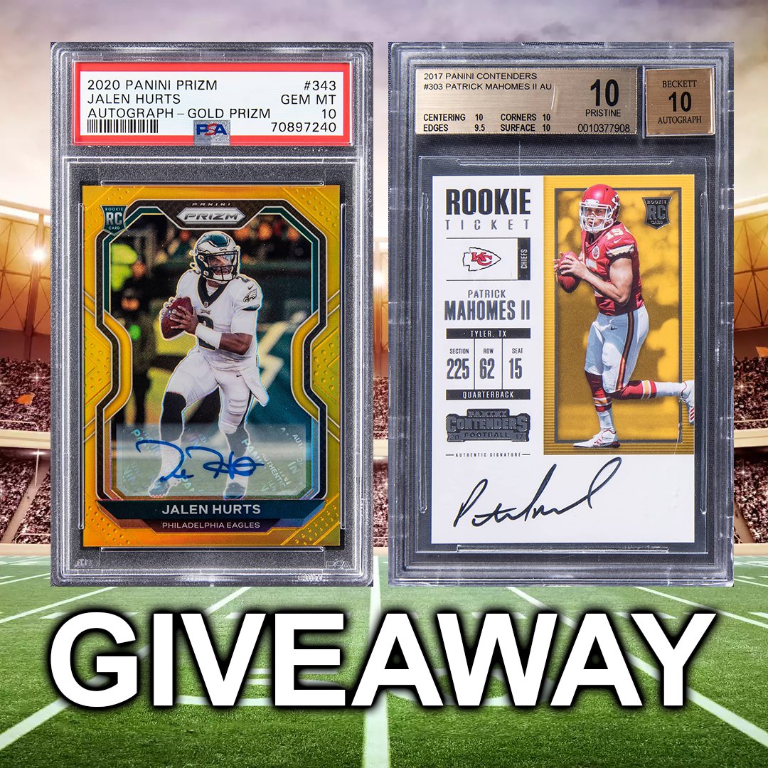 GoldinCo's tweet photo. 🏈GUESS THE SCORE GIVEAWAY🏈

To Enter:
- Like &amp; Retweet ❤️♻️
- Follow @GoldinCo &amp; @KenGoldin 
- Comment your score prediction for the #SuperBowl 

Guess the score correctly/FOLLOW THE RULES and win some football wax!
Guesses must be submitted by 6:30pm ET ⏰

Good luck! 🍀🔮 https://t.co/fSEDWEaX4b