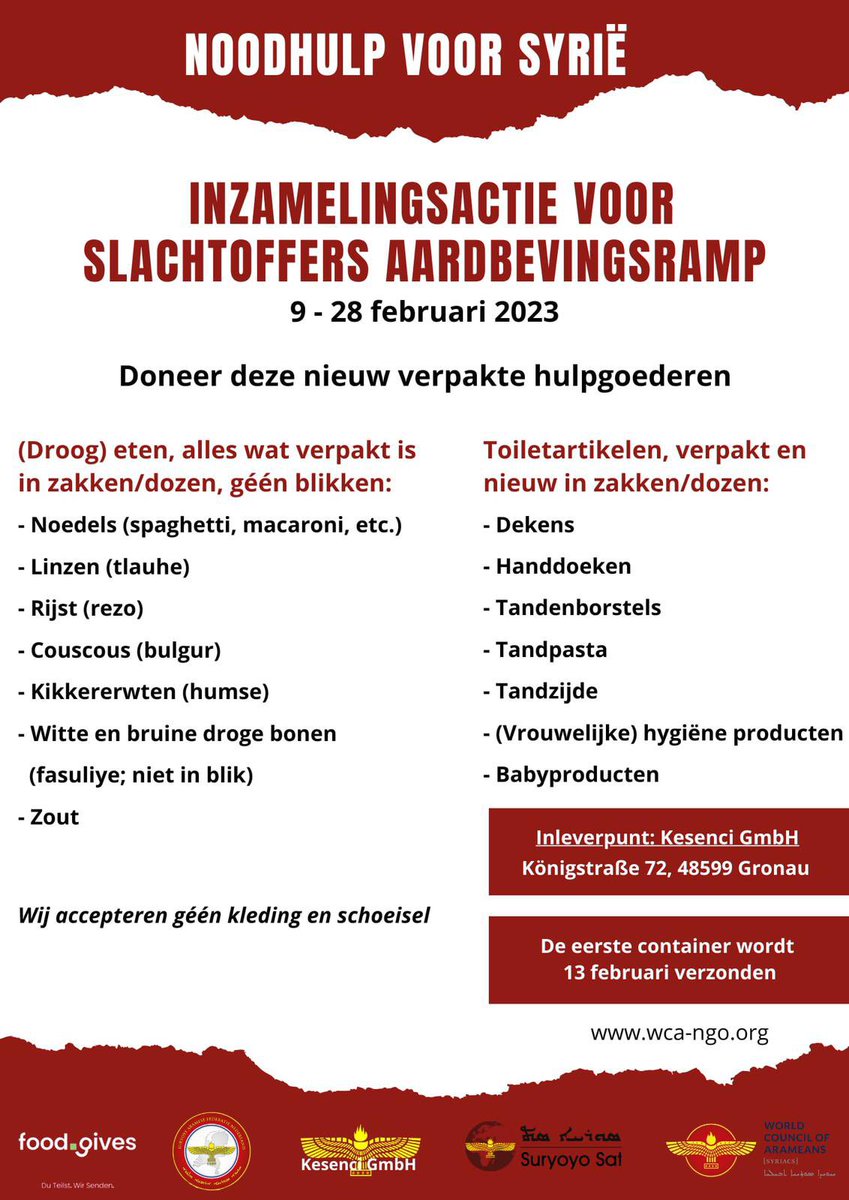 PlatformAram's tweet photo. Zonet splinternieuwe kleding mogen ontvangen bij @PlatformAram van de helden @CemalD3 &amp; Yakup Basut / kartrekkers #Enschede voor de hulpbehoevenden in Syrië, bedankt!

Schenken kan nog (geen gebruikte kleding) https://t.co/IXfNAHNwmt