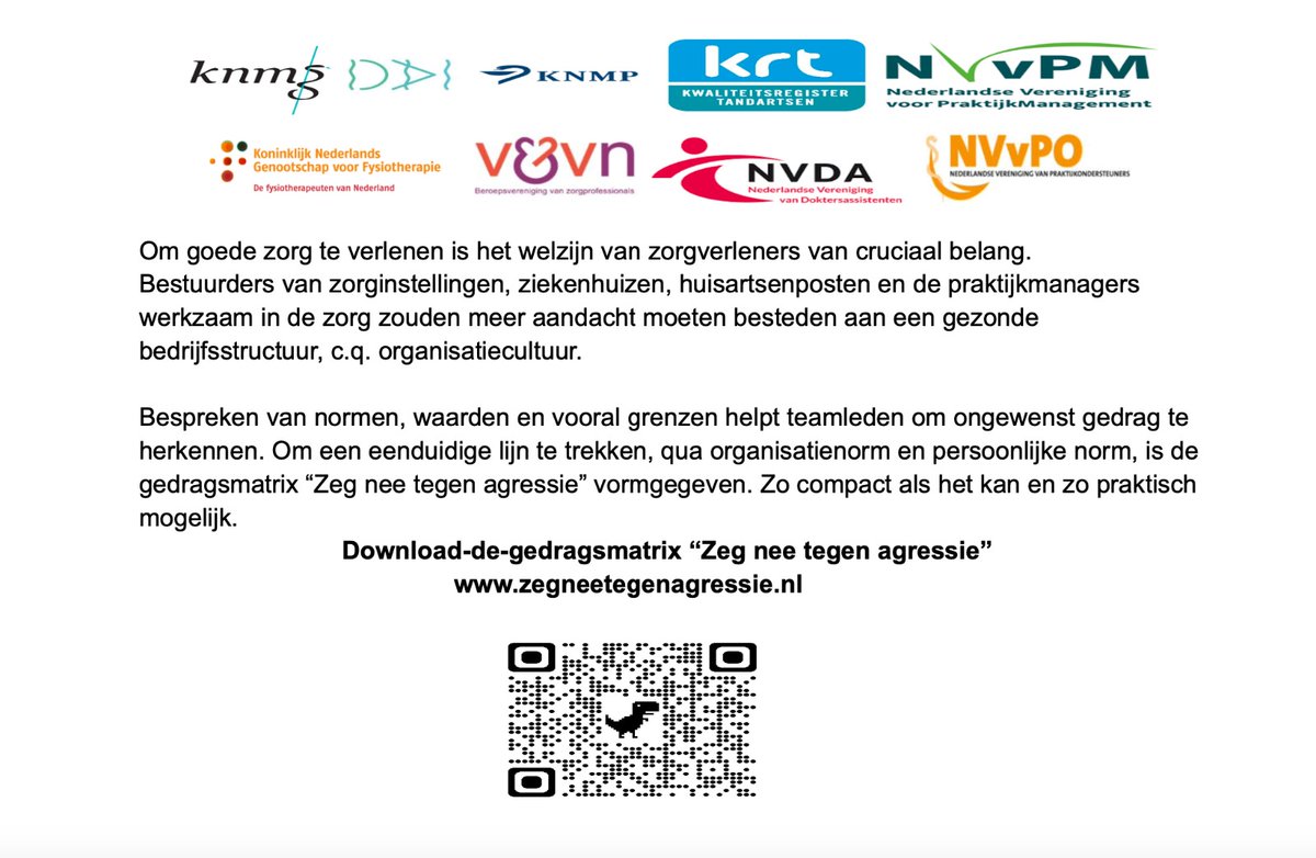 Volgens TNO kan blootstelling aan agressie op het werk tot twee jaar na het incident leiden tot ernstige gezondheidsschade zoals burnoutklachten en tot meer verzuim. zeg nee tegen agressie. Download de Gedragsmatrix #zegneetegenagressie 
academyinc.nl/download-de-br…