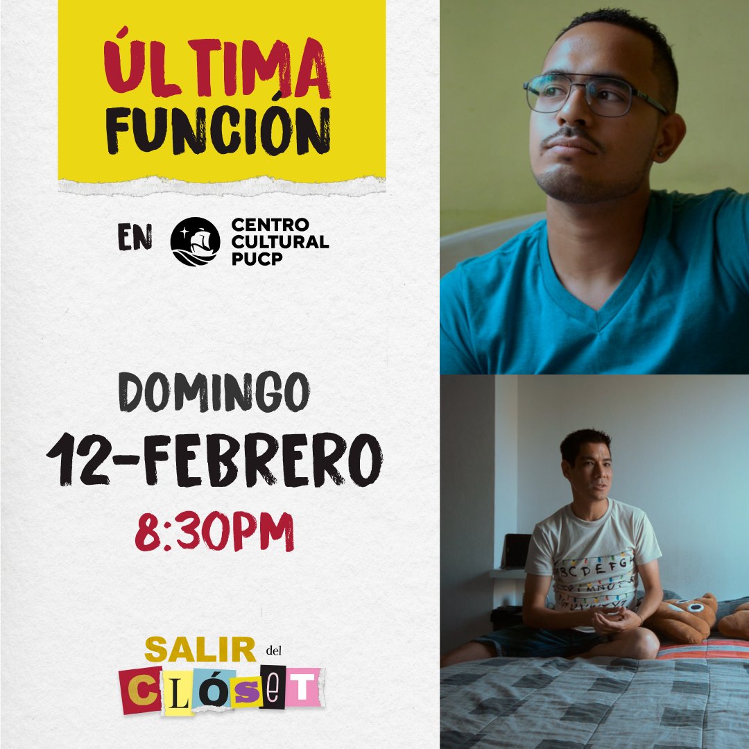 mczorro's tweet image. Acompáñenme a la ÚLTIMA PROYECCIÓN de #SalirDelClóset hoy domingo a las 8:30pm en el @CCULTURALPUCP 🔥💕✊🏽

Estaré ahí con parte del reparto para conversar y regalar afiches a todxs lxs que asistan. ¡Nos vemos esta noche!

Entradas aquí ⬇️ 🔥
joinnus.com/events/cine/li…