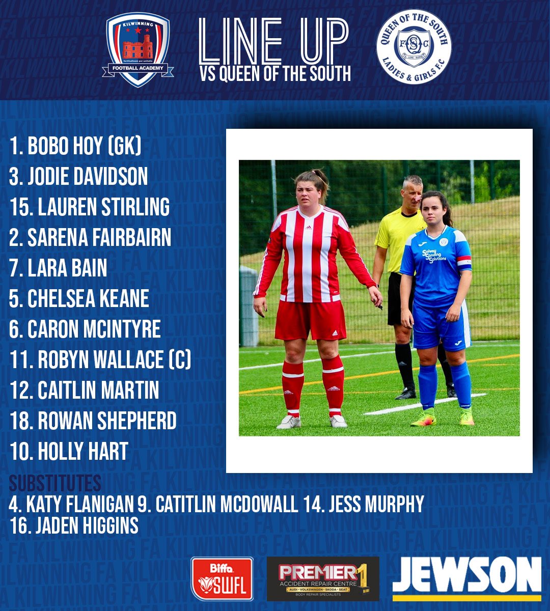 KFAWomen's tweet photo. Todays line up to face Queen of the South https://t.co/2YybhWYGvH