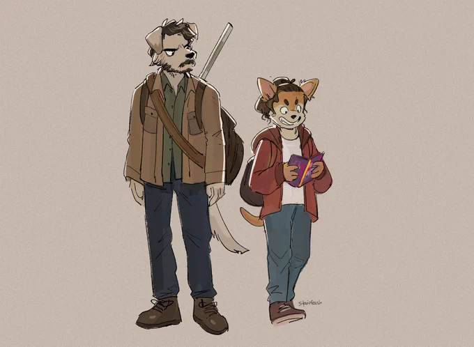 drew these two goobers in between work, this was secretly an excuse to draw anthro Pedro Pascal 
