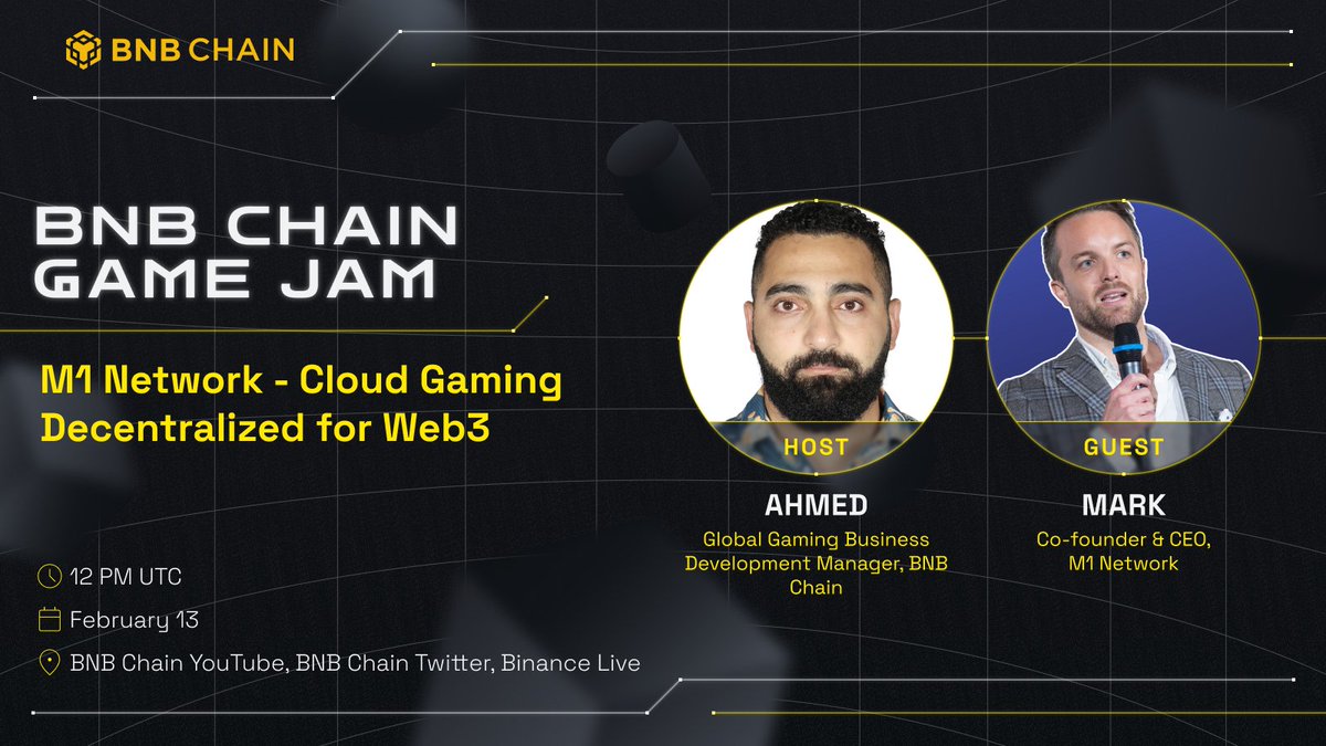 BNBCHAIN's tweet photo. Make sure you join us for our Game Jam with @Meta1Network tomorrow.

We will be exploring and offering a deep dive into the world's first decentralised, real-time cloud rendering network!

🗓️ Feb. 13th
⏰ 12:00 PM (UTC)
📍 https://t.co/CaEAn8Syv7 https://t.co/FtT0gQAk45