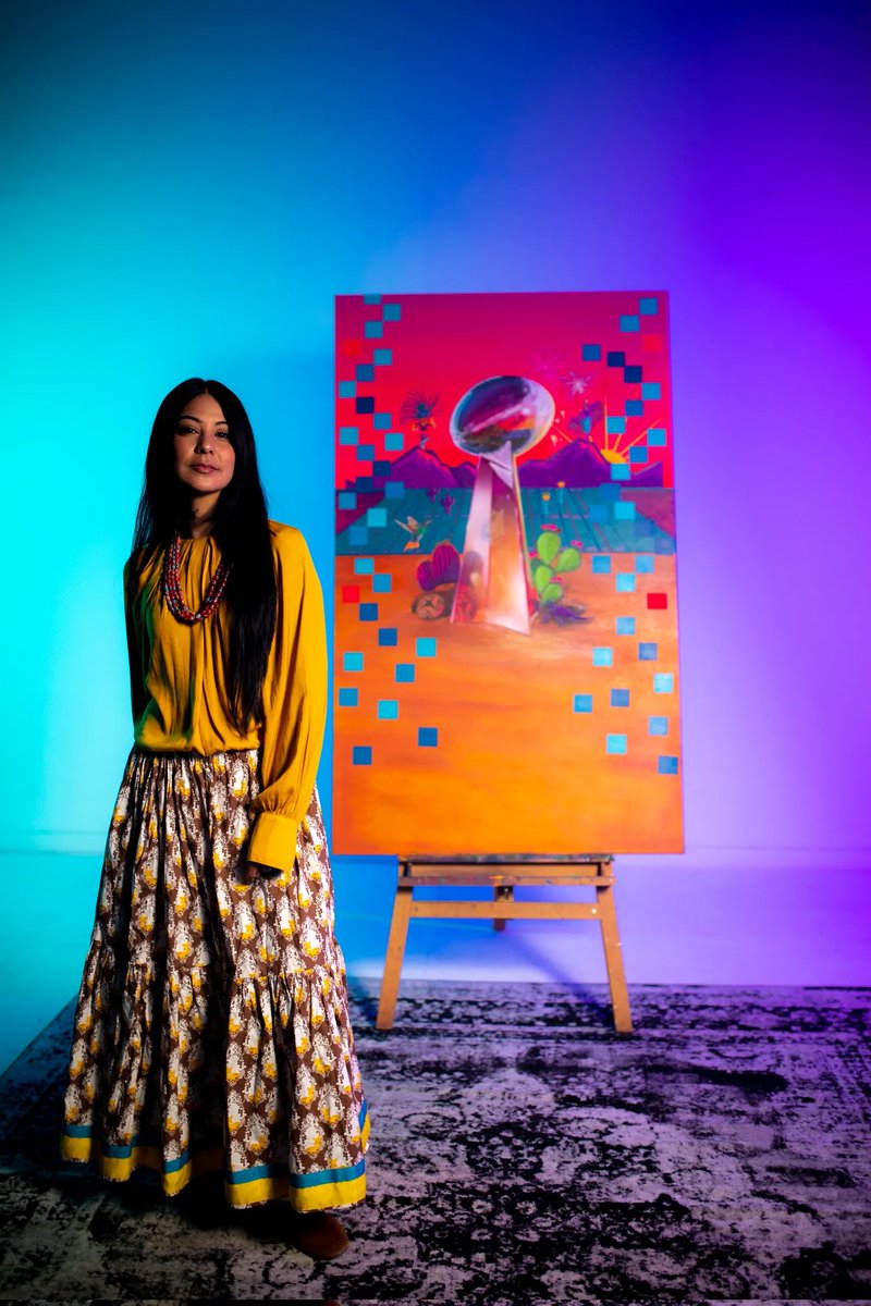 MexCultureDC's tweet photo. 🏈 Happy #SuperBowlLVII sunday! Did you know this year the @NFL partnered with artist Lucinda “La Morena” Hinojos who became the first Chicana and indigenous woman artist to paint the official Super Bowl artwork? 🎨 https://t.co/sfyX3LJuhu