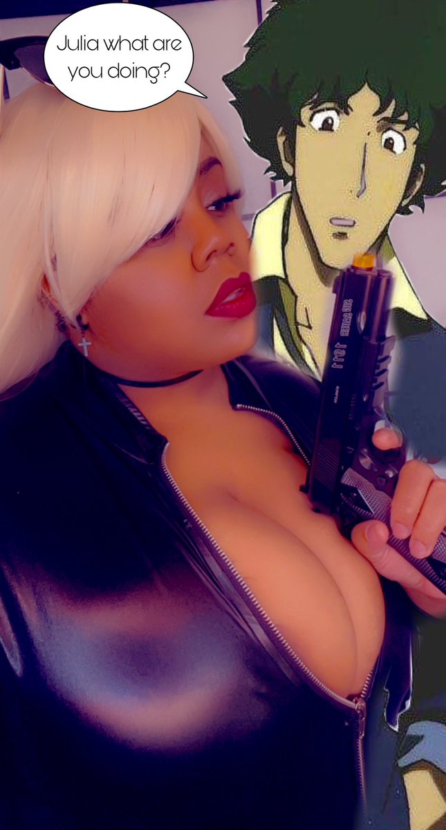 Peachesluv21's tweet photo. Day 12 of 28 Days of Black Cosplay✨
“Why do you love me Spike?” -Julia
#CowboyBebop #cosplayy #fakeprop #blackcosplayer #28DaysOfBlackCosplay #CowboyBebopcosplay https://t.co/iIO0U4i7hY
