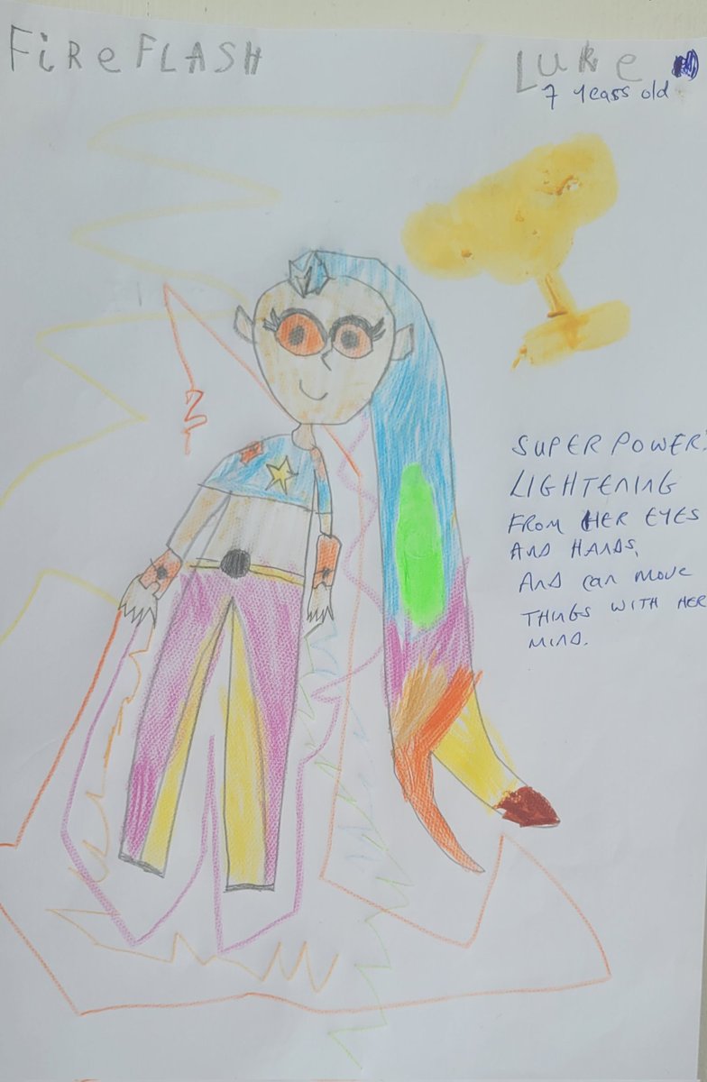 CraftyReporter's tweet photo. @WillSliney @RTEjr Seven-year-old Luke is a huge fan and sends you his superhero Fireflash #wewilldraw https://t.co/aEnGlXDD6C