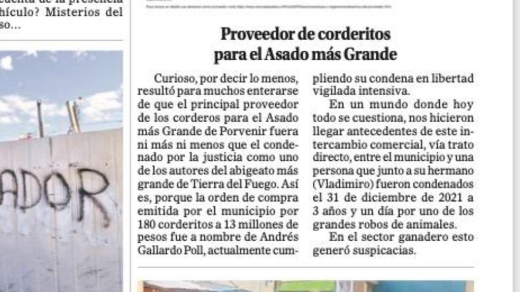 zlowenka's tweet photo. Esto debería ser portada de diario más que un mini articulo: 
Los corderos del Asado más grande de Tierra del Fuego fueron comprados al actualmente condenado por... robo de corderos
VERGUENZA
Promoviendo el abigeato 
Que onda la municipalidad de #porvenir 
#puq #magallanes #tdf https://t.co/ct5pkCC7La