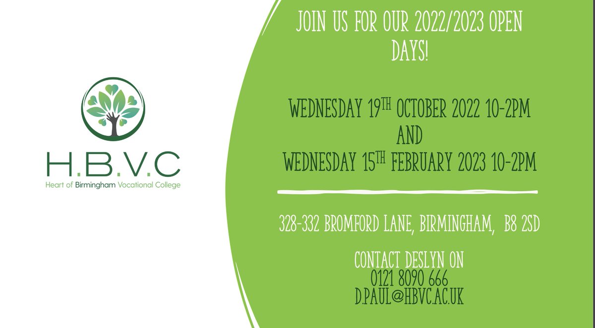 HBVC’s Open Day! Wednesday 15th February 10-2pm