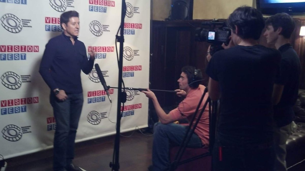 JimMastersTV's tweet photo. Tables turned.  Being interviewed about my #career #passions #projects #life at "Vision Fest" in #NYC. Cool. #tvhostlife #tvpersonality #tvpresenter #radiohost #actor #voiceartist #journalist #host #jimmasters #jimmasterstv #visionfest #tribecanyc #NewYork #interview https://t.co/BpuUkjUGiH
