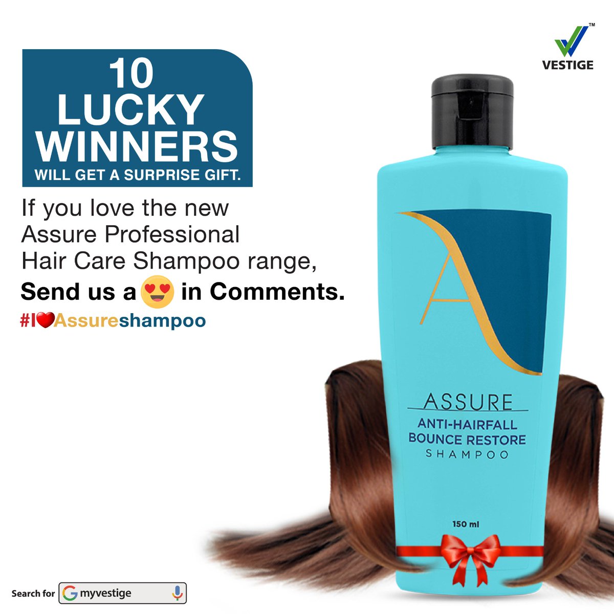 vestigemkt's tweet photo. This Hug Day, give your hair something special. Love them and treat them with Assure Shampoo. Drop the emoji in the comments to win a surprise gift.

#WishYouWellth #professionalhaircare #hugday #keratinsmoothening #antihairfallshampoo https://t.co/JeRM1Cqzcy