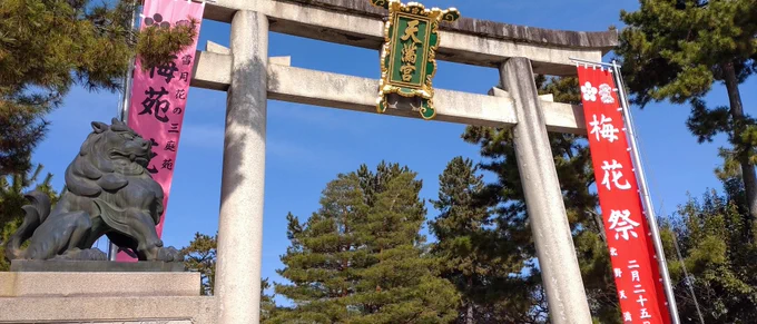 今日は北野天満宮へ梅を見に。まだ早咲きだけだったけど、立派な枝ぶりと八重の大きな花が青空に映えてよかったですそして梅苑で頂く上七軒のお団子は格別でした兄者にもしっかりご挨拶 