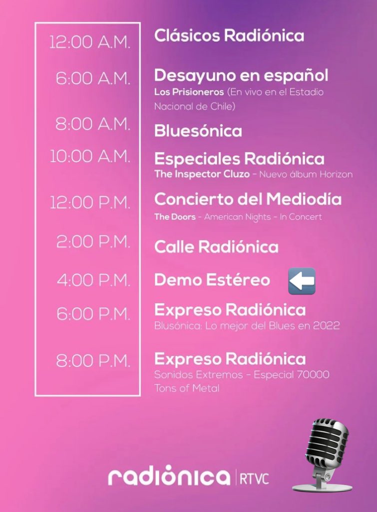 Hoy, los esperamos a las 4:00 pm en #DemoEstereo solo por <a href="/radionica/">Mila Mila</a>