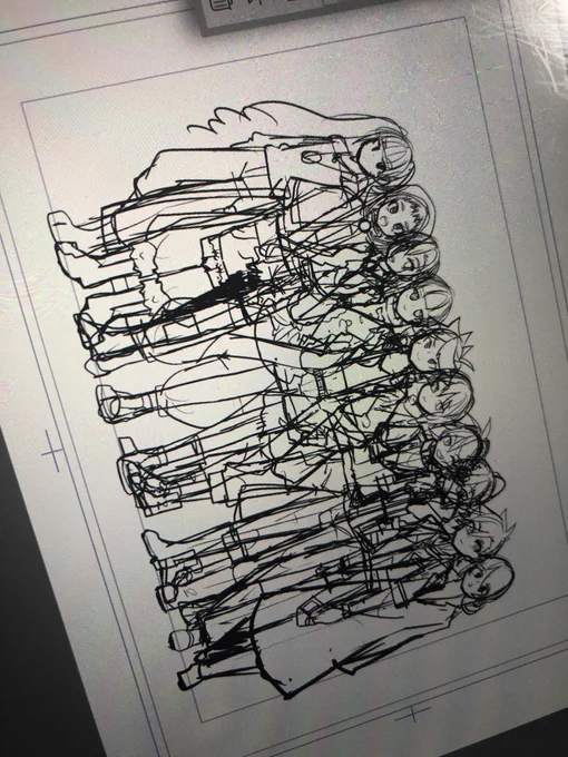 160〜150中番自分が分かればいいスタイルで描いてるので相当雑いやつです大体が対称定規 この辺になると手癖で描ける身長になるね 