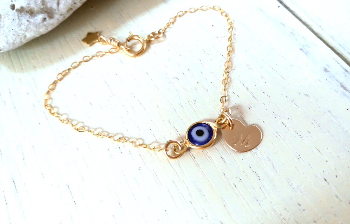 Thanks for the kind words! ★★★★★ 'Great purchase!' Polly etsy.me/3HXPUum #etsy #blue #evileye #gold #girls #babyjewelry #minimalist #babyanklebracelet #goldbabyanklet #norranababykids #norranajewelry #personalizedjewelry #giftfor newborn