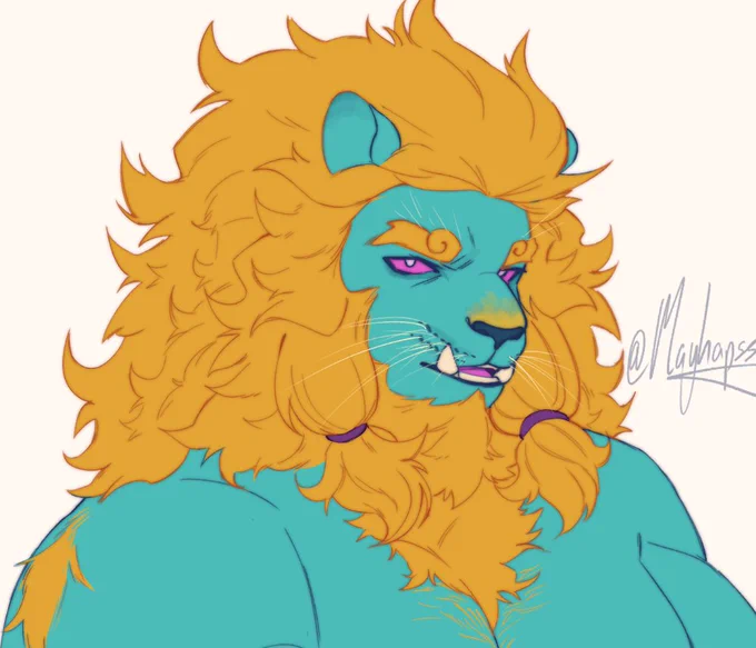 I'm feeling positive so I'm gonna point out 4 lil things in my recent drawings that I'm actually happy with :D1,Macauqe's sleeve here, dunno why2,still a WIP but Mac's hair3,same WIP, the staff shading4,lion's hair/mane 