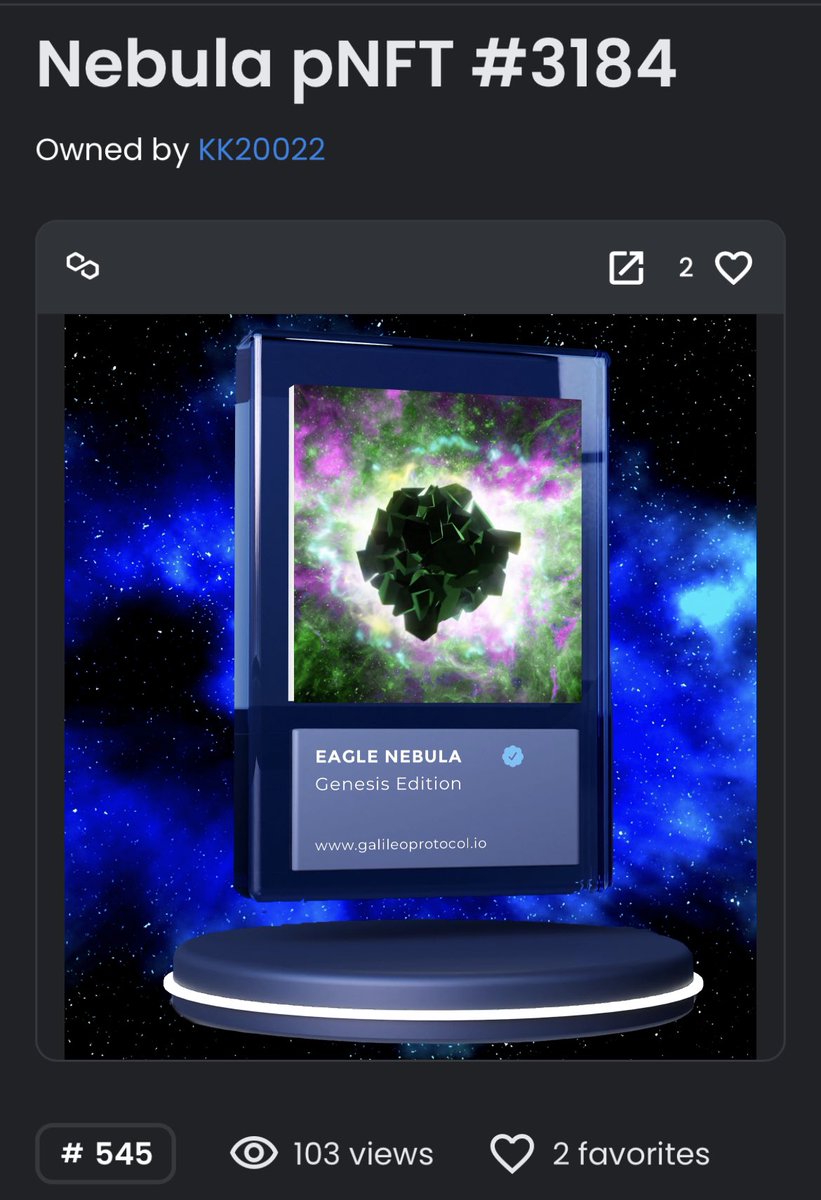KK040320's tweet photo. YESSS!!✨another #Nebula. TY!🤩🛒
#qrc #nft #utilityNFT #genesis #pNFT #physicalasset #tokenization $leox @galileoprotocol https://t.co/5UKNGWL2pP