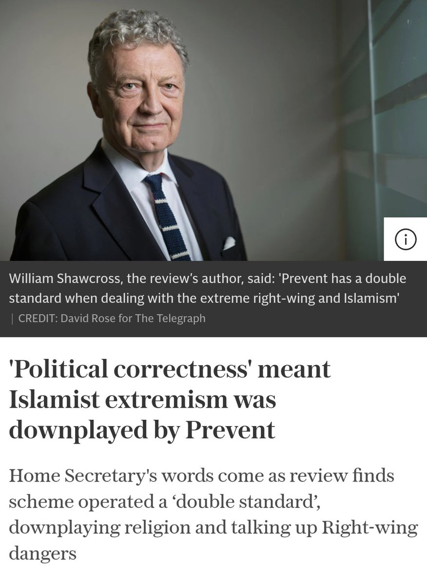 INSIGHTUK2's tweet photo. 'Political correctness' meant Islamist extremism was downplayed by Prevent
Home Secretary's words come as review finds scheme operated a ‘double standard’, downplaying religion and talking up Right-wing dangers.
#PreventReview #prevent #islamist #Terrorism #radical #extremism https://t.co/1nlKCWh9zF