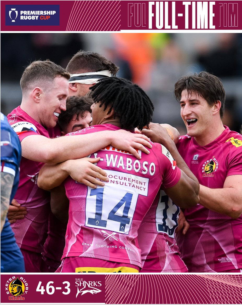 ExeterChiefs's tweet photo. FULL TIME: @ExeterChiefs 46 @SaleSharksRugby  3

Report and Reaction to follow

#EXEvSAL https://t.co/temJWNoWtR
