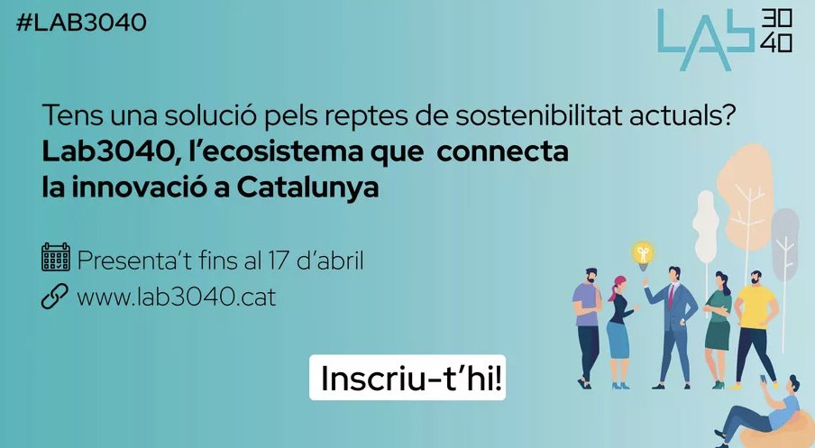 CambraBCN's tweet photo. Voleu formar part del canvi i la transformació cap a una economia més responsable amb el medi ambient? 

▶️ Des del #Lab3040 busquem empreses que resolguin un repte: millorar la vida a les ciutats en un sentit sostenible.  

🗓️ Participa fins al 17/4

https://t.co/CDFw7C446i https://t.co/a6VQVwsD20