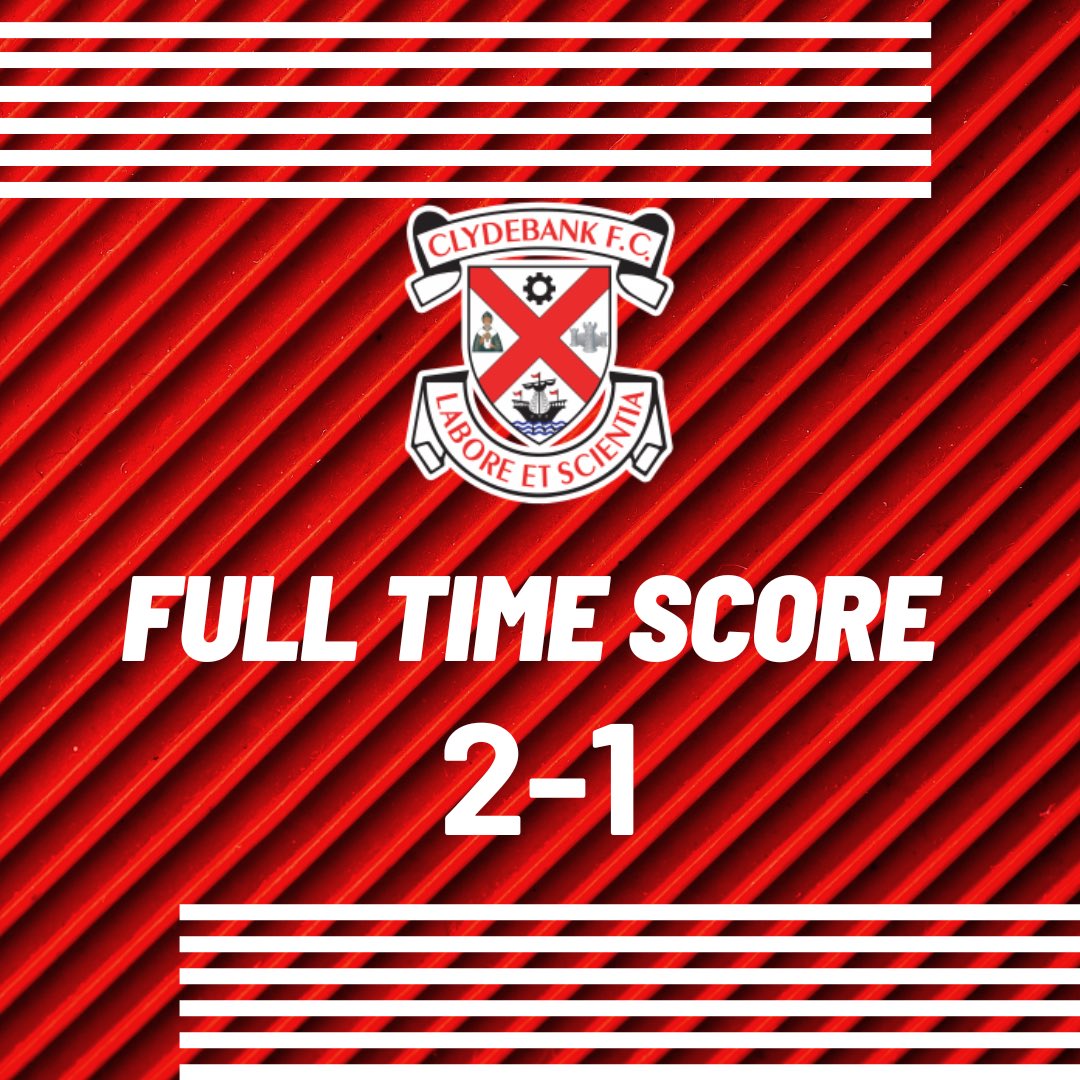 Full time at Holm park. Final score 2-1 Motherwell Development (HT 1-0 Clydebank) #biffaswfl #monthebankies 🔴⚪️⚫️