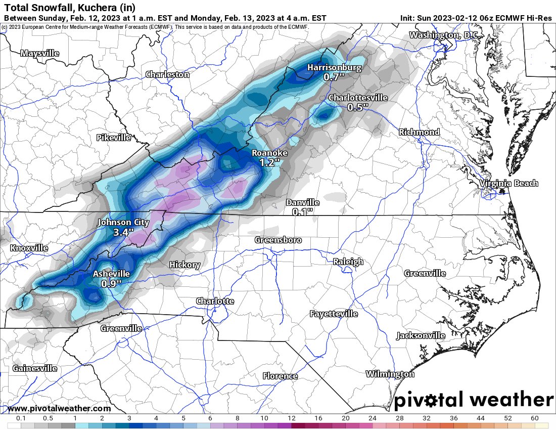 Mark Margavage on Twitter "6z Euro Snowfall by tomorrow. (Using