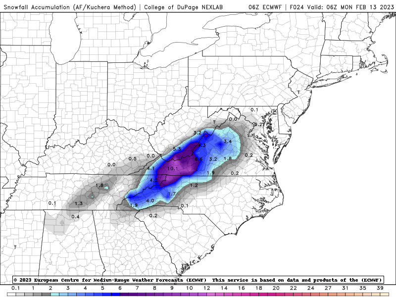 Mark Margavage on Twitter "6z Euro Snowfall by tomorrow. (Using