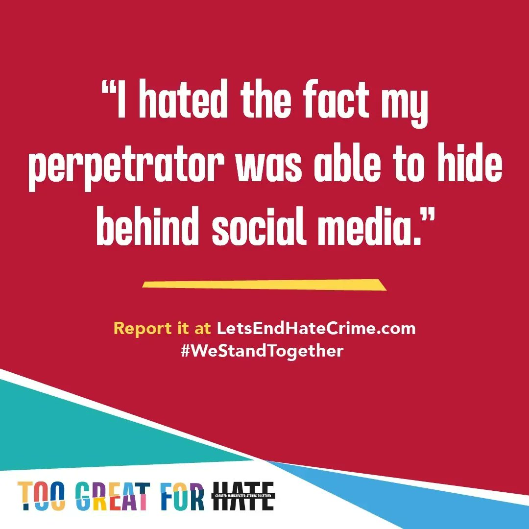 Did you know your social media posts can be reported as hate crimes? Time to think again before posting hateful comments on social media posts. 

It's time to end hate, even online. If you need to report, find out more 👉 
letsendhatecrime.com #WeStandTogether
