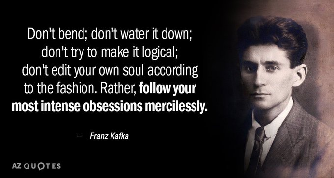 Franz Kafka was a Czech novelist and short-story writer, widely regarded as one of the major figures of 20th-century literature. His work fuses elements of realism and the fantastic. It typically features isolated protagonists facing bizarre or surrealistic predicaments and incomprehensible socio-bureaucratic powers. Wikipedia
Born: July 3, 1883, Prague, Czechia
Died: June 3, 1924, Kierling, Klosterneuburg, Austria
Influenced by: Fyodor Dostoyevsky, Friedrich Nietzsche, MORE
Nationality: Czech, Czechoslovak, Hungarian