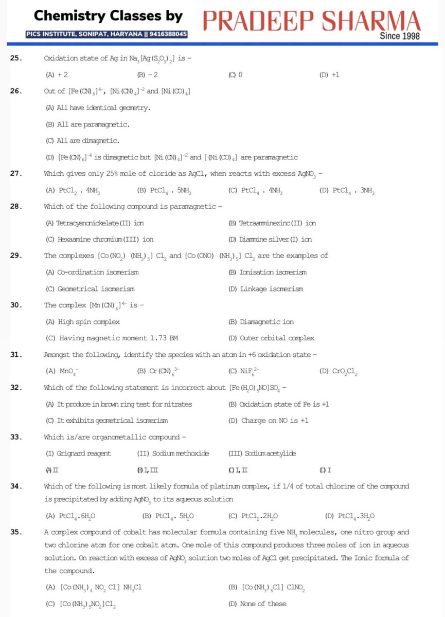 AipmtJee's tweet image. ✅ Important Questions

#NEET2023 #JEE2023 #nda 

#mcq #chemistry #quiz #jeemains #neet  #chemistrylovers #onlineclasses #lockdownclasses #cbse #class12chemistry #coachingclassesindelhi #coachingclassesinnoida #coachingclassesinsonipat #coachingclassesinharyana