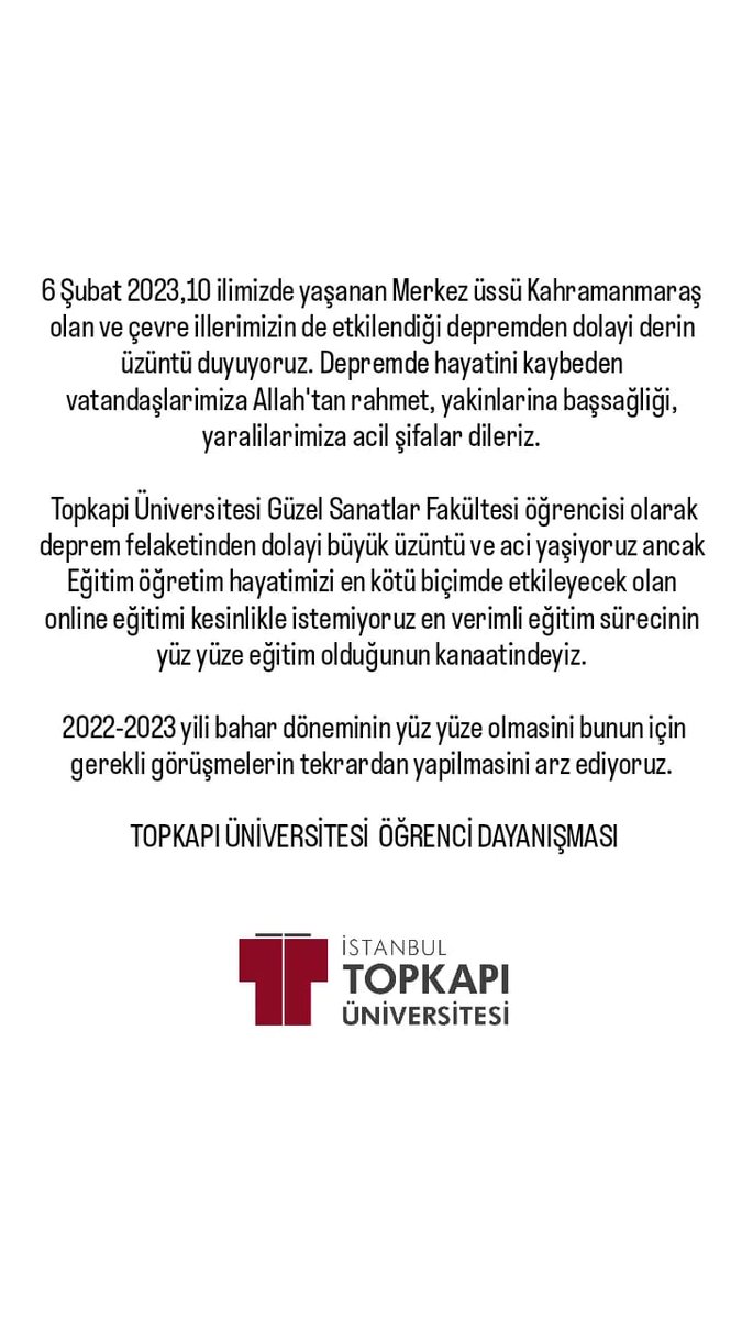 Uzaktan eğitim kararı ile ilgili Topkapı üniversitesi duyurusu
#uzaktan #okullaracilsin #ueniversitemedokunma #ueniversite
